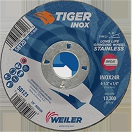 WEILER Weiler 804-58121 4.5 x 0.25 in. Tiger Type 27 Grinding Wheel; INOX24R - 0.87 A.H; Pack of 10 804-58121
